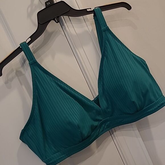 TIME AND TRU  SZ 3X swimwear top only , primary green color NWOT - Picture 1 of 5